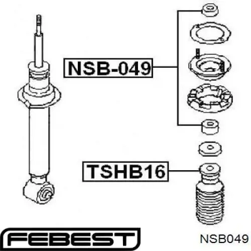 Silentblock en barra de amortiguador trasera NSB049 Febest