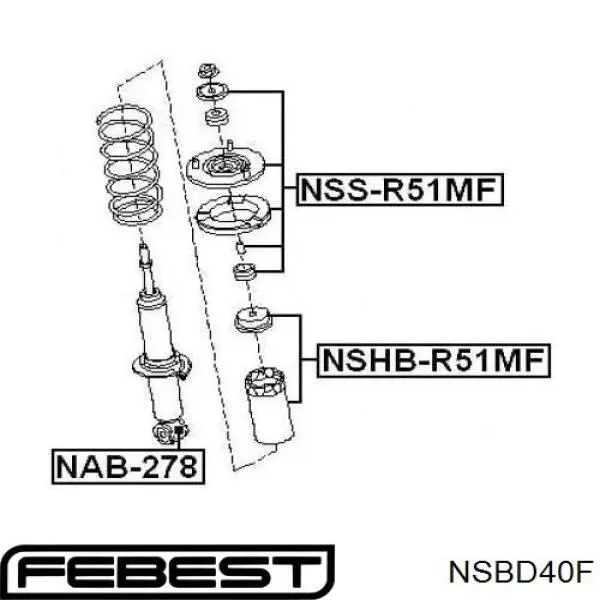 Silentblock en barra de amortiguador delantera NSBD40F Febest