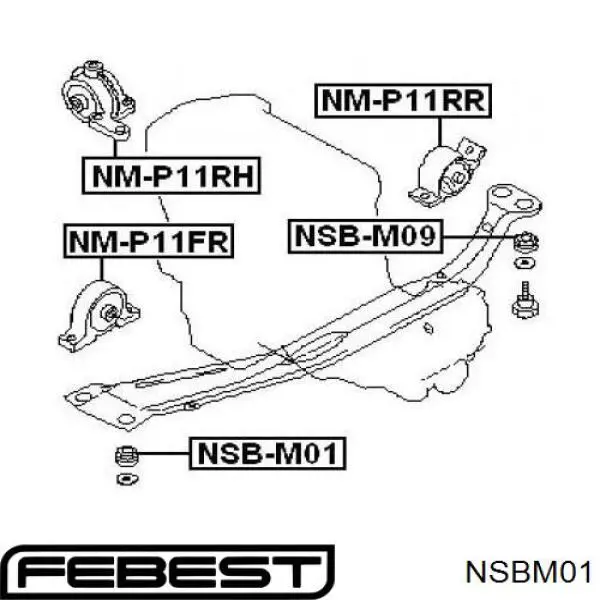 Купить NSBM01 Febest Втулка передней продольной балки двигателя
