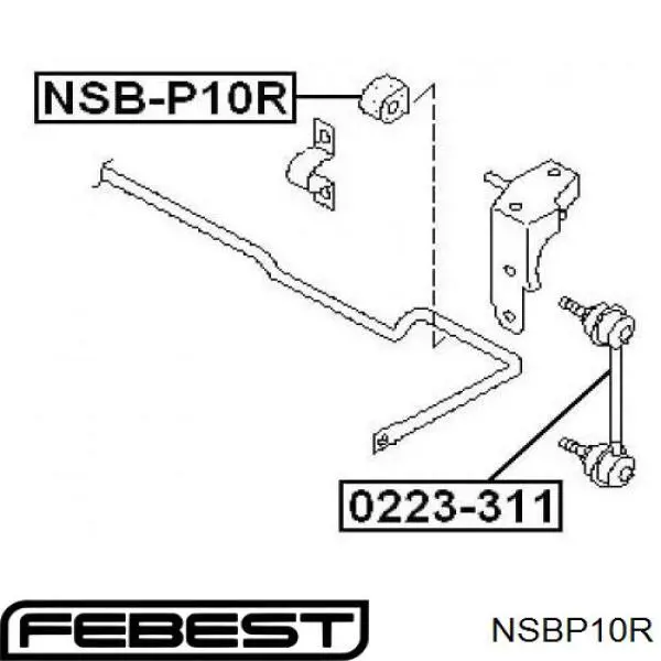 NSBP10R Febest втулка стабилизатора заднего