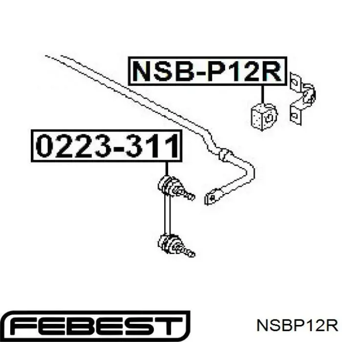 NSBP12R Febest bucha de estabilizador traseiro