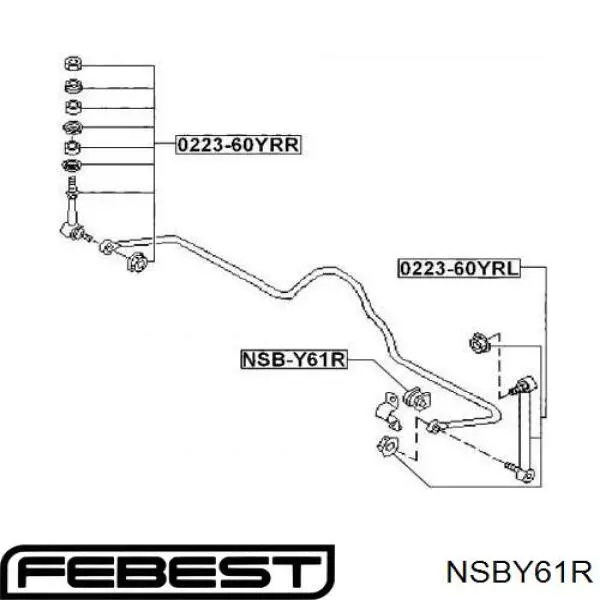Купить NSBY61R Febest Втулка заднего стабилизатора