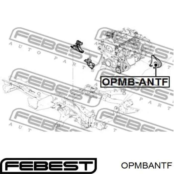 Купить OPMBANTF Febest Подушка (опора) двигателя передняя (сайлентблок)