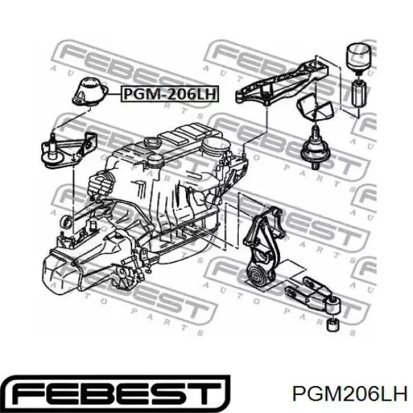 PGM-206LH Febest левая подушка двигателя