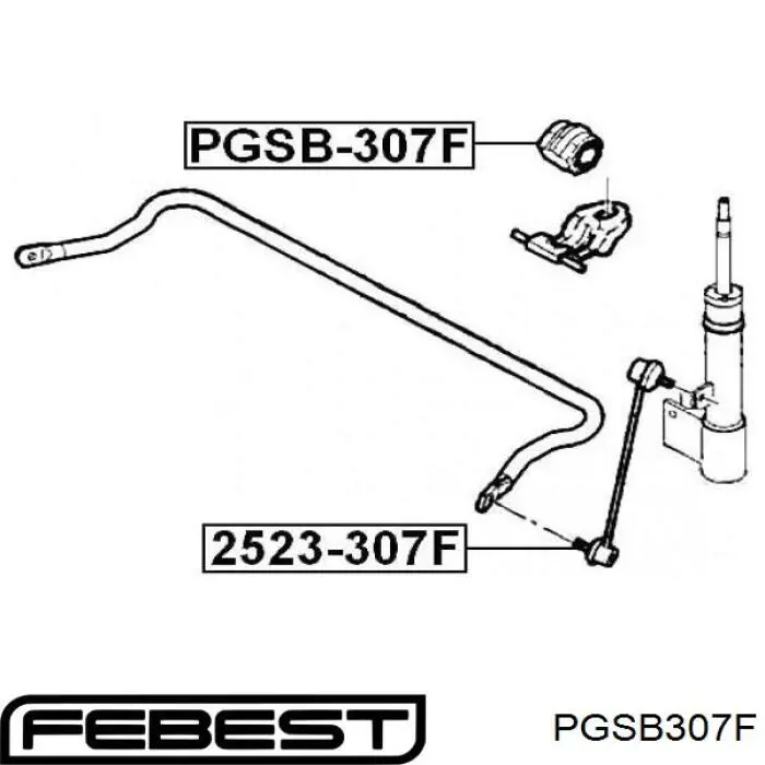 PGSB307F Febest втулка стабилизатора переднего