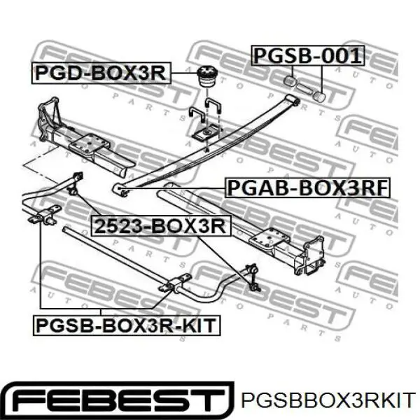 PGSB-BOX3R-KIT Febest втулка стабилизатора заднего
