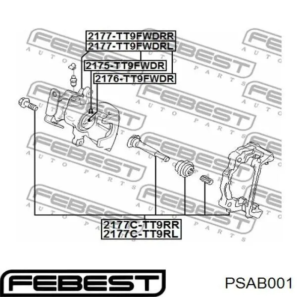 Купить PSAB001 Febest Сайлентблок цапфы задней