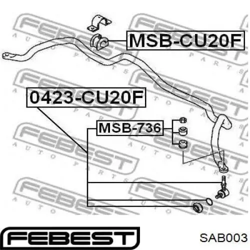 Наружный сайлентблок заднего поперечного рычага  Febest SAB003