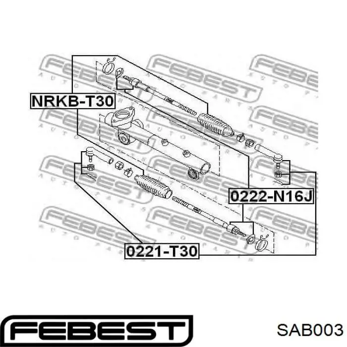 SAB003 Febest Сайлентблок заднего поперечного рычага, наружный