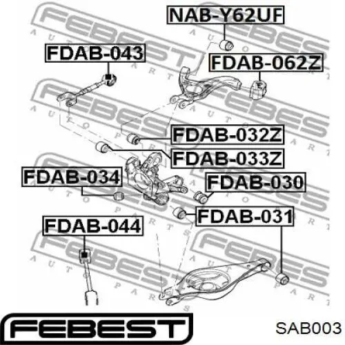 Сайлентблок заднего поперечного рычага наружный SAB003 Febest