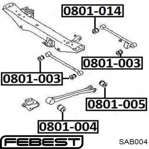Передний сайлентблок заднего продольного рычага Febest SAB004