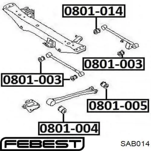 Сайлентблок заднего поперечного рычага внутренний SAB014 Febest