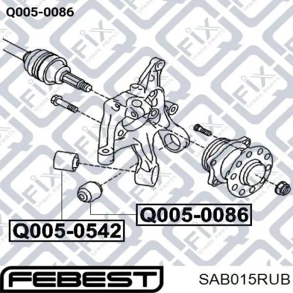 Купить SAB015RUB Febest Сайлентблок цапфы задней