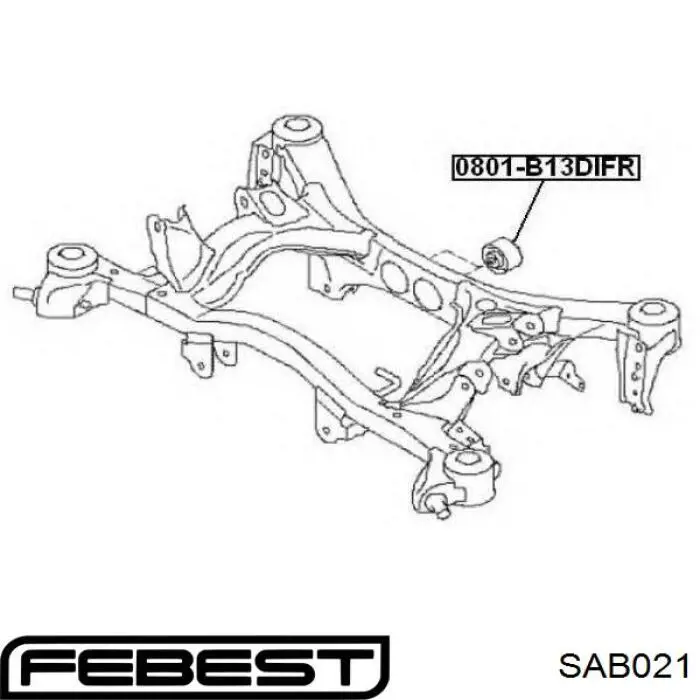 Сайлентблок подрамника задний Febest SAB021