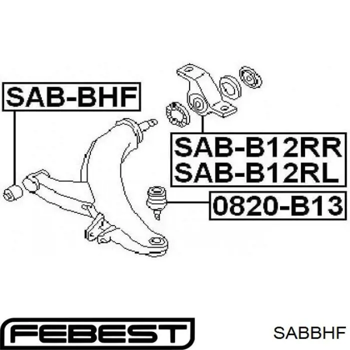 Silentblock de suspensión delantero inferior SABBHF Febest