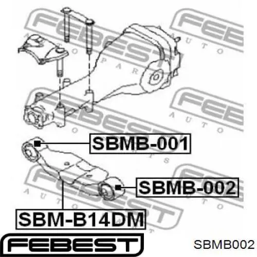 SBMB-002 Febest сайлентблок траверсы крепления заднего редуктора левый