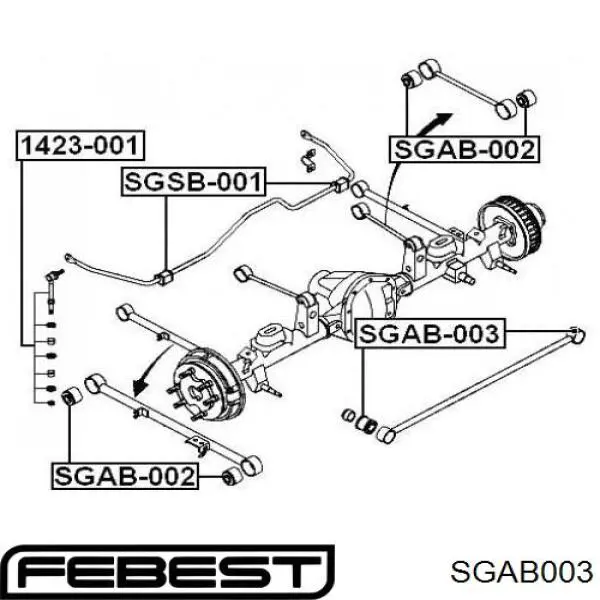 Silentblock de brazo suspensión trasero transversal SGAB003 Febest