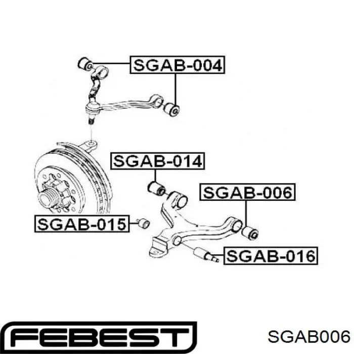 Сайлентблок переднего рычага SGAB006 Febest