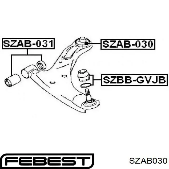 Silentblock de suspensión delantero inferior SZAB030 Febest