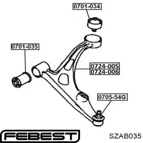 Купить SZAB035 Febest Сайлентблок нижний передней подвески