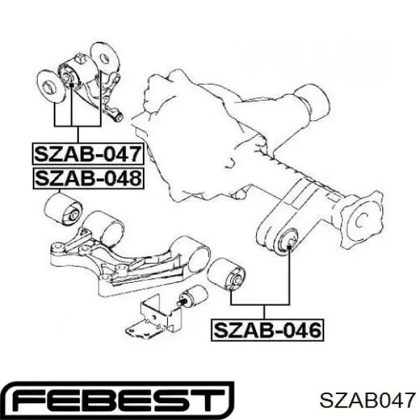 Silentblock,suspensión, cuerpo del eje delantero, derecho SZAB047 Febest