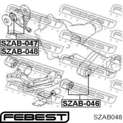 SZAB048 Febest сайлентблок траверсы крепления переднего редуктора передний