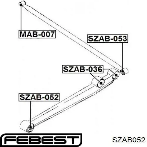 SZAB052 Febest сайлентблок заднего продольного рычага передний