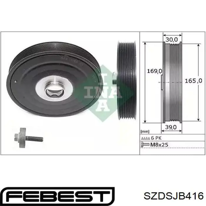 SZDSJB416 Febest Болт коленвала
