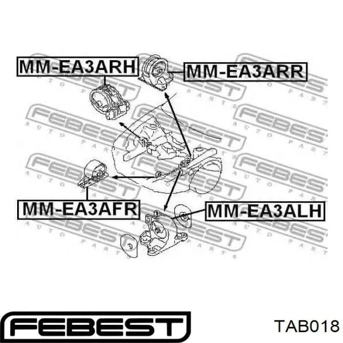 Передний сайлентблок заднего продольного рычага Febest TAB018