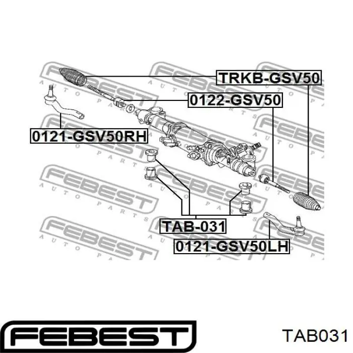 Сайлентблок крепления рулевой рейки TAB031 Febest