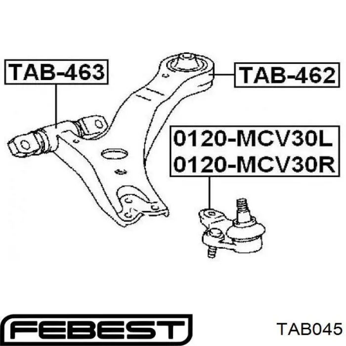 Купить TAB045 Febest Сайлентблок нижний передней подвески