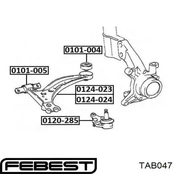 Купить TAB047 Febest Сайлентблок нижний передней подвески