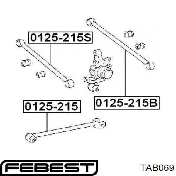 Сайлентблок поперечной тяги задней подвески Febest TAB069