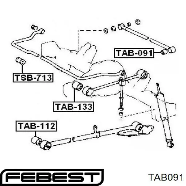 Silentblock de brazo suspensión trasero transversal TAB091 Febest