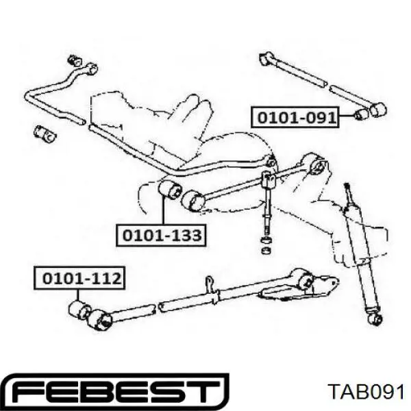Купить TAB091 Febest Сайлентблок тяги поперечной (задней подвески)