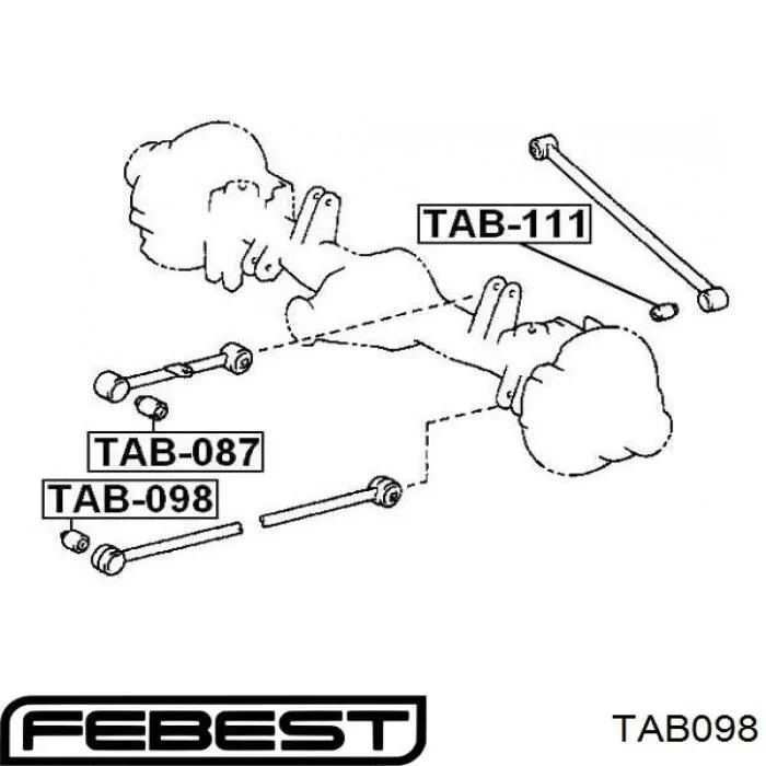 Купить TAB098 Febest Сайлентблок заднего продольного нижнего рычага