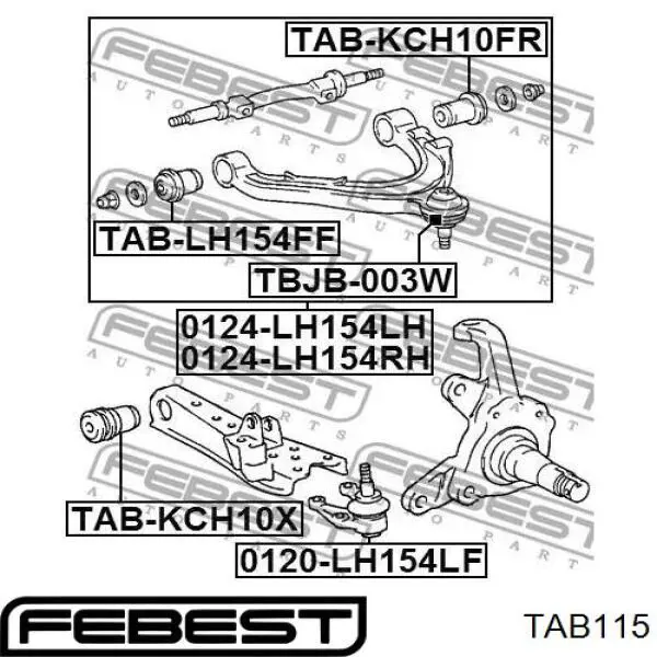 Купить TAB115 Febest Сайлентблок переднего верхнего рычага