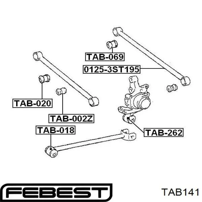 Сайлентблок задней продольной тяги TAB141 Febest