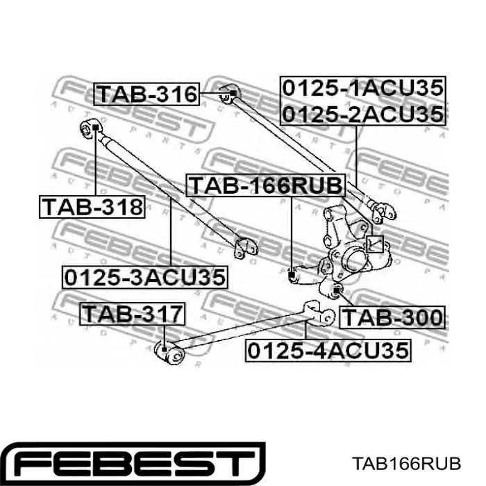 Купить TAB166RUB Febest Сайлентблок цапфы задней