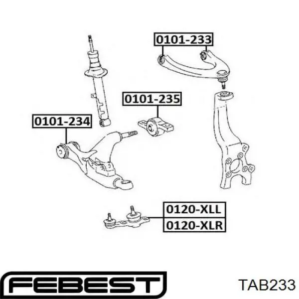 TAB233 Febest Сайлентблок верхней передней подвески