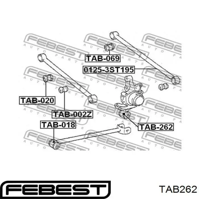 TAB262 Febest Сайлентблок цапфы