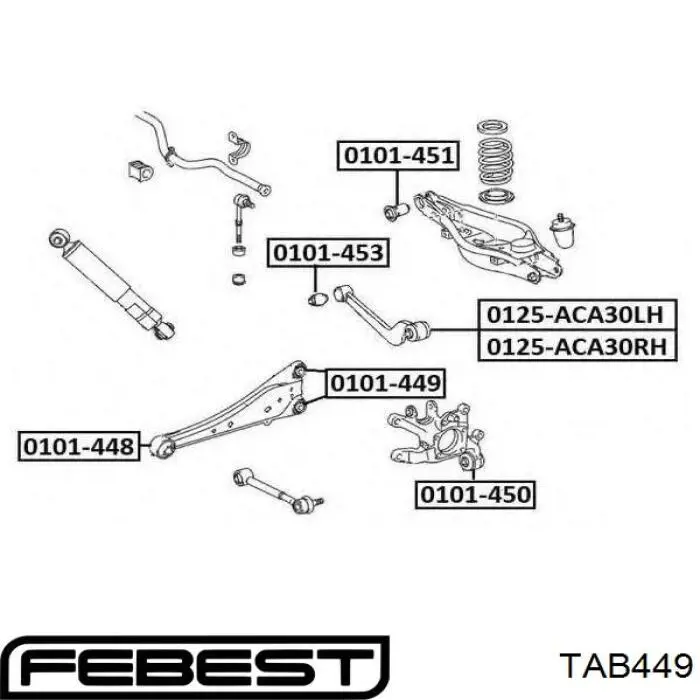 Сайлентблок заднего продольного рычага задний TAB449 Febest