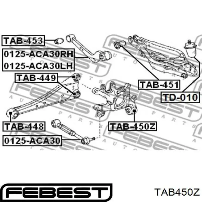 Сайлентблок заднего кулака Febest TAB450Z цена, от 26.24 USD