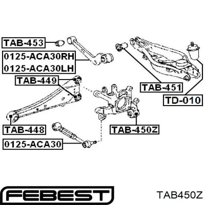 Сайлентблок задней подвески Febest TAB450Z