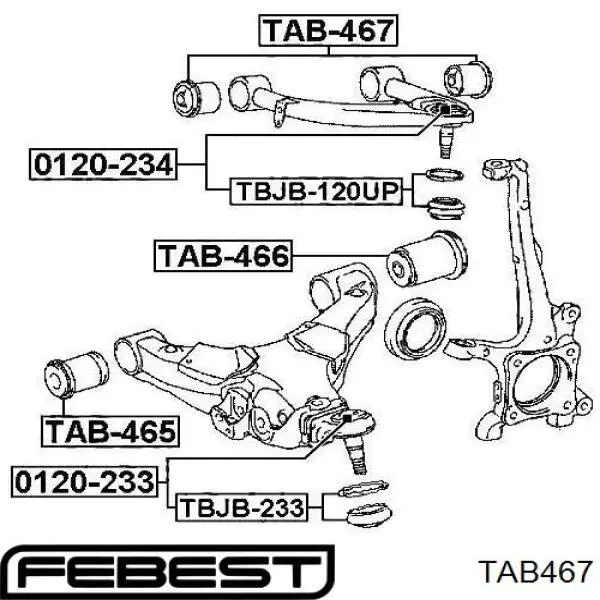 Silentblock de brazo de suspensión delantero superior TAB467 Febest
