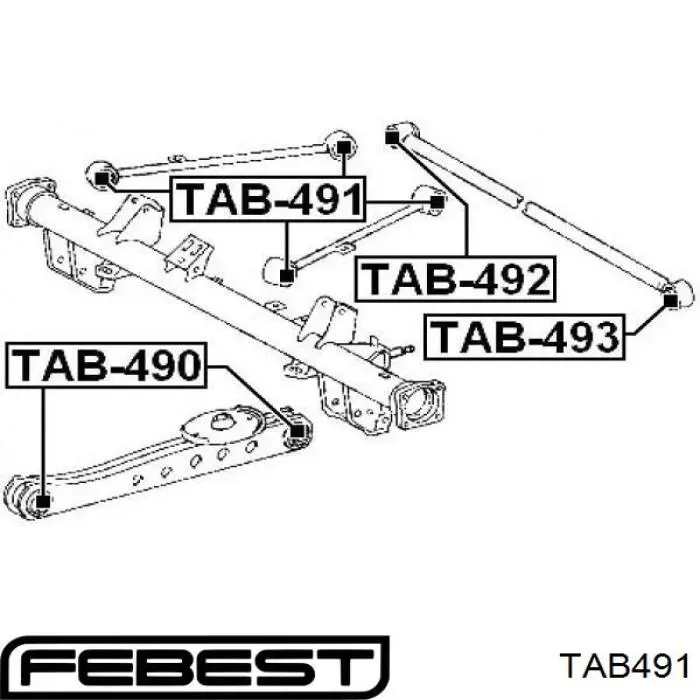 Сайлентблок заднего продольного верхнего рычага Febest TAB491 цена, от 7.60 USD