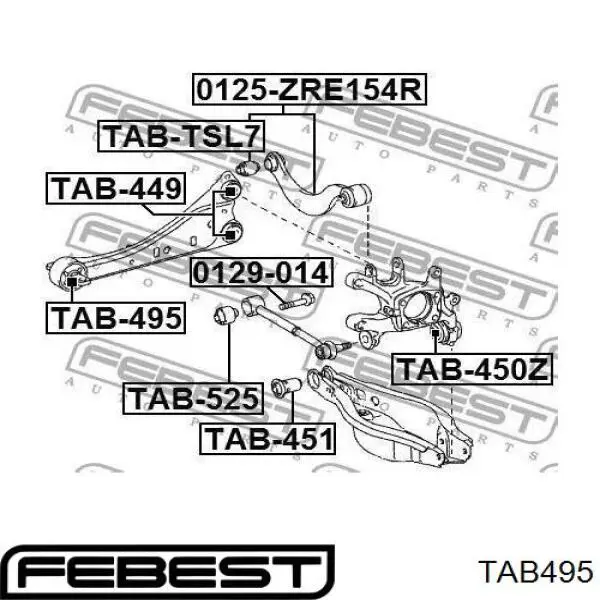 TAB-495 Febest сайлентблок заднего продольного рычага передний