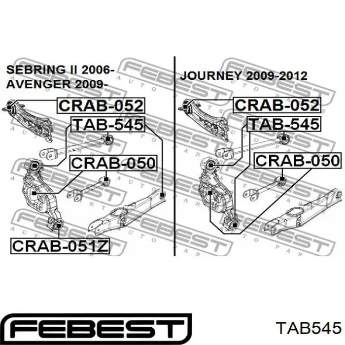 Сайлентблок внутренний заднего поперечного рычага Febest TAB545
