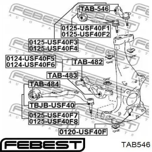 Купить TAB546 Febest Сайлентблок переднего верхнего рычага