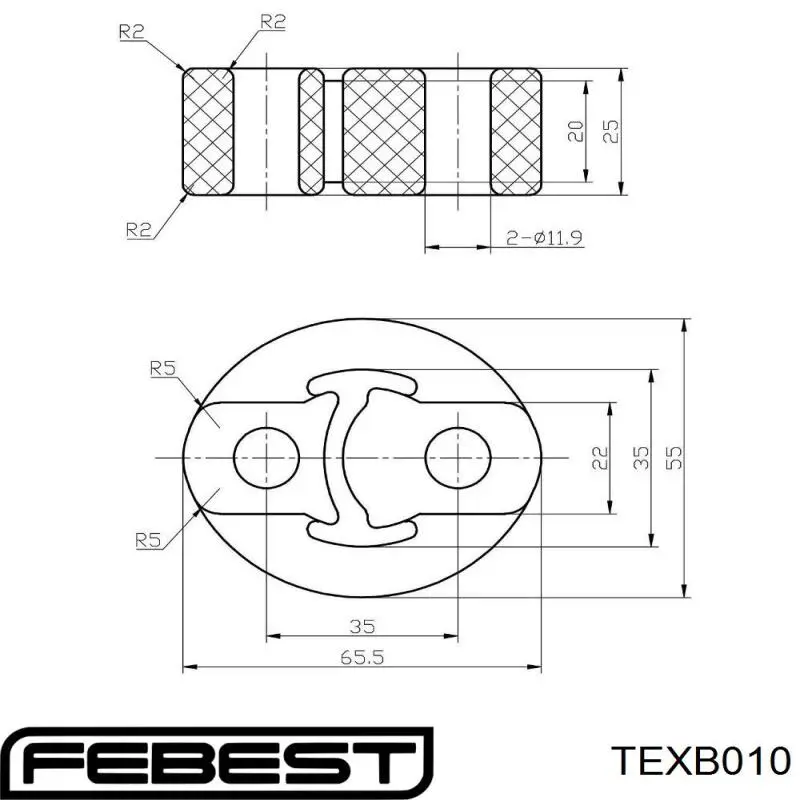 Купить TEXB010 Febest Подвесные подушки глушителя